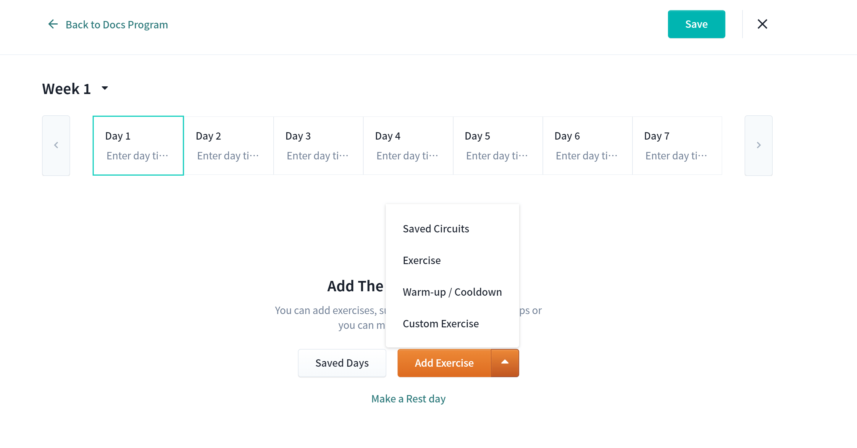 Add Exercise Arrow Dropdown
