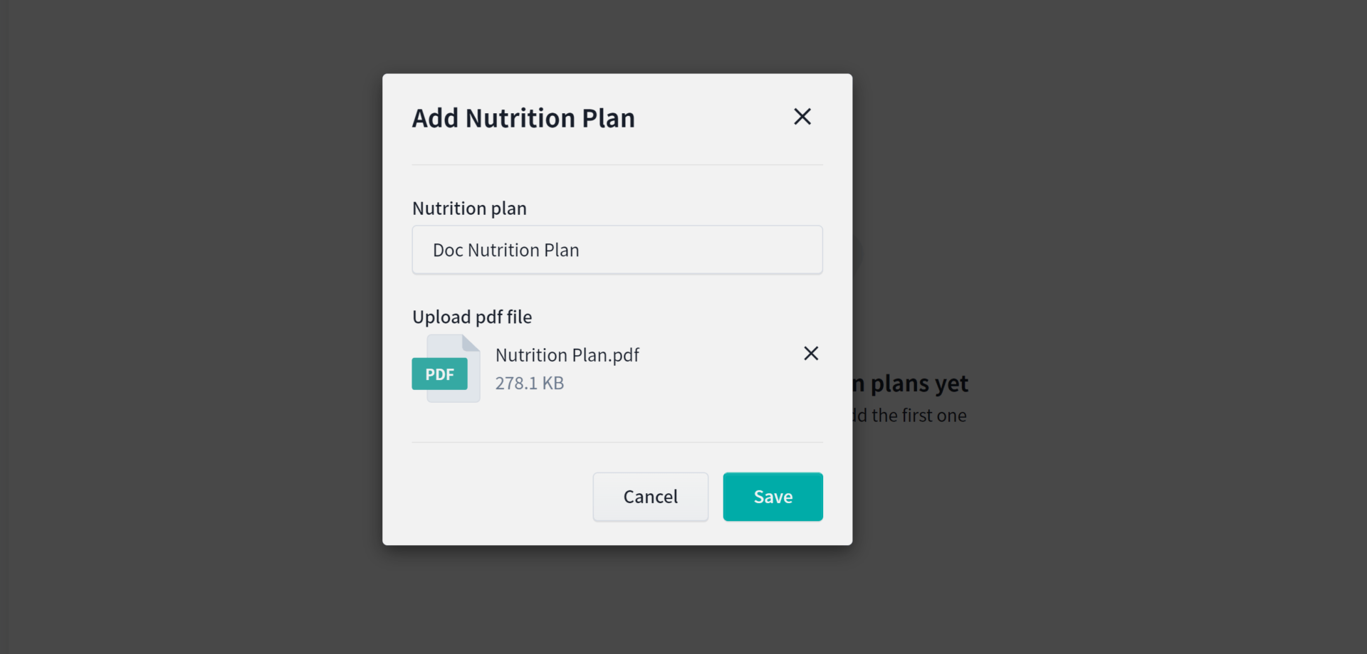 Upload Nutrition Plan